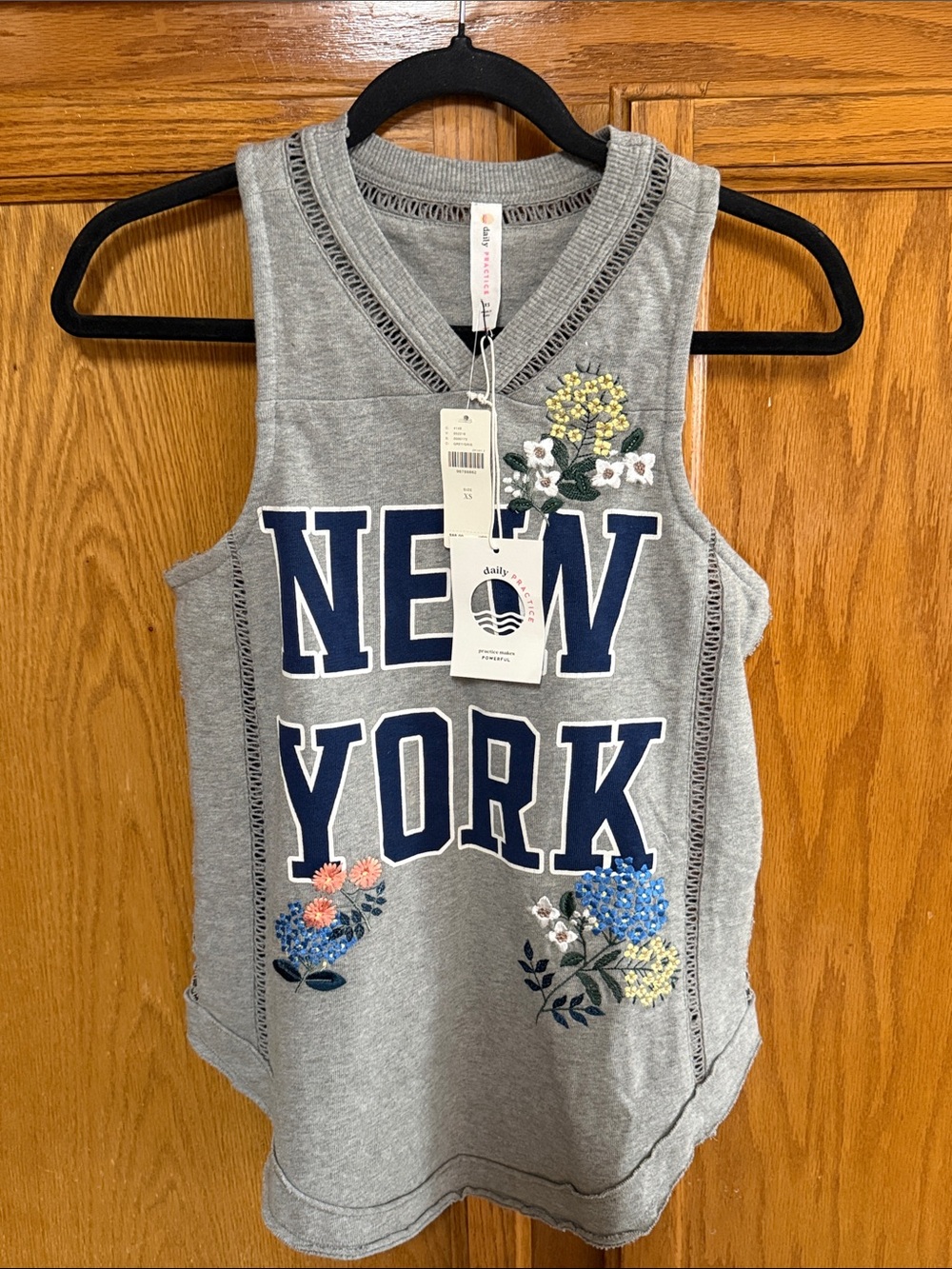 Daily Ritual Gray New York Embroidered Floral Sleeveless Tank from Anthropologie